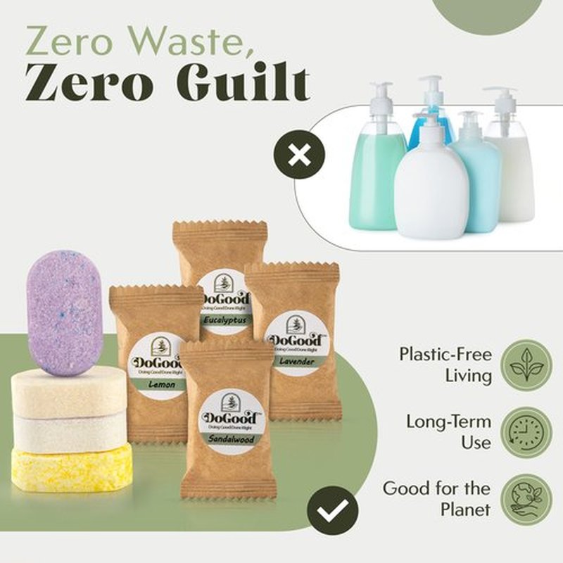 DoGood Foaming Hand Soap Starter Kit – Refillable 350 mL Ceramic Dispenser & 4 Scented Tablets – Eco-Friendly Zero-Waste Foam Soap (Lavender, Lemon, Eucalyptus, Sandalwood)