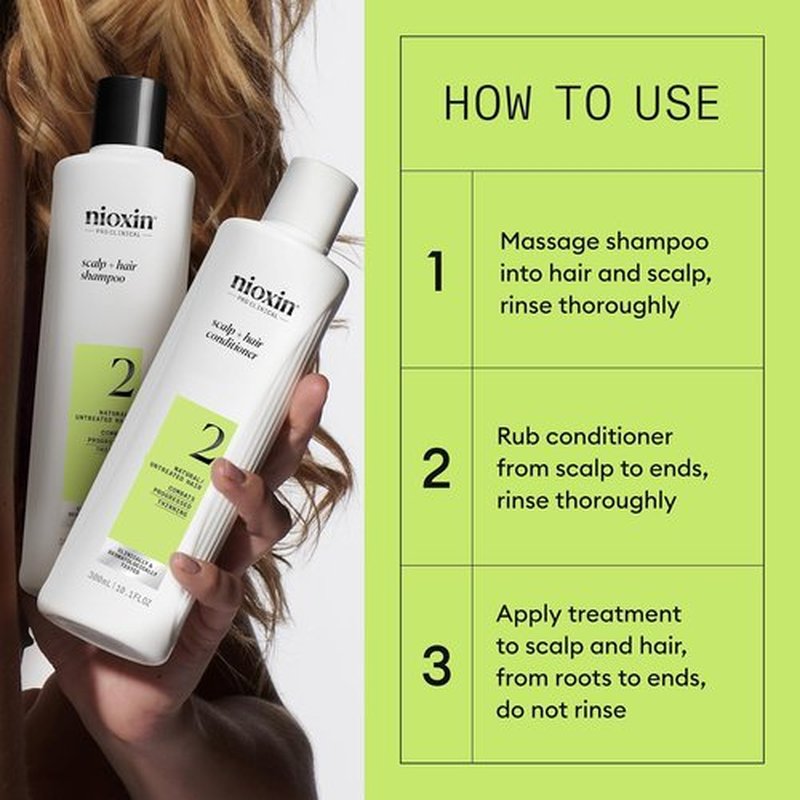 NIOXIN Scalp & Hair Thickening System Kit - Strengthen Natural, Colored & Damaged Hair | 1 Month Supply with Niacinamide & Biotin