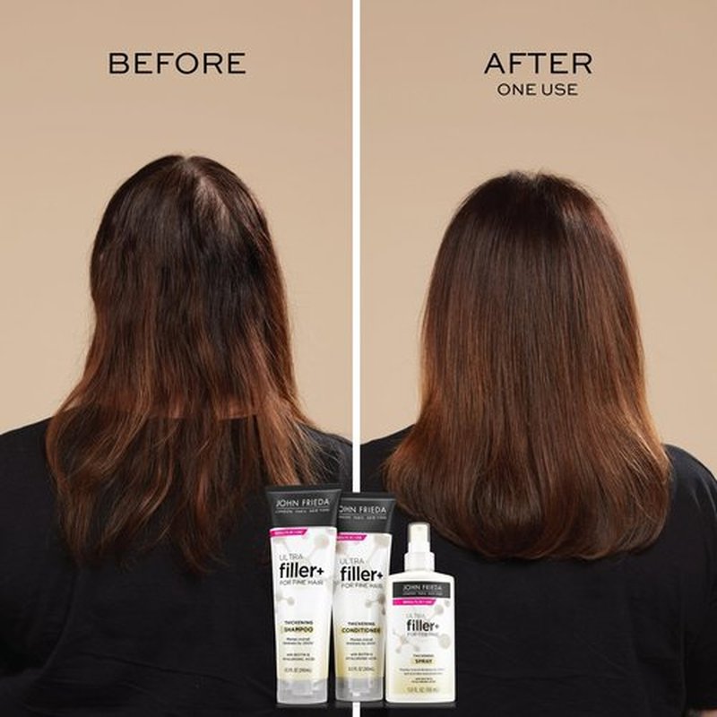 John Frieda ULTRAfiller+ Thickening Conditioner, Strengthening Conditioner for Damaged or Thin Hair, Infused with Biotin and Hyaluronic Acid to Strengthen Hair for Thicker Fuller Results, 8.3 Oz