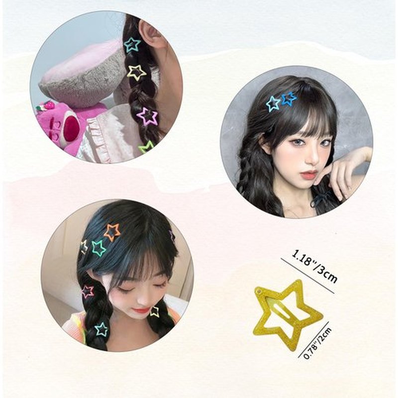 CYBAUG 60 Pcs Y2K Star Hair Clips for Girls – Cute Candy Color Hair Accessories, Star Barrettes for Everyday Wear and Parties