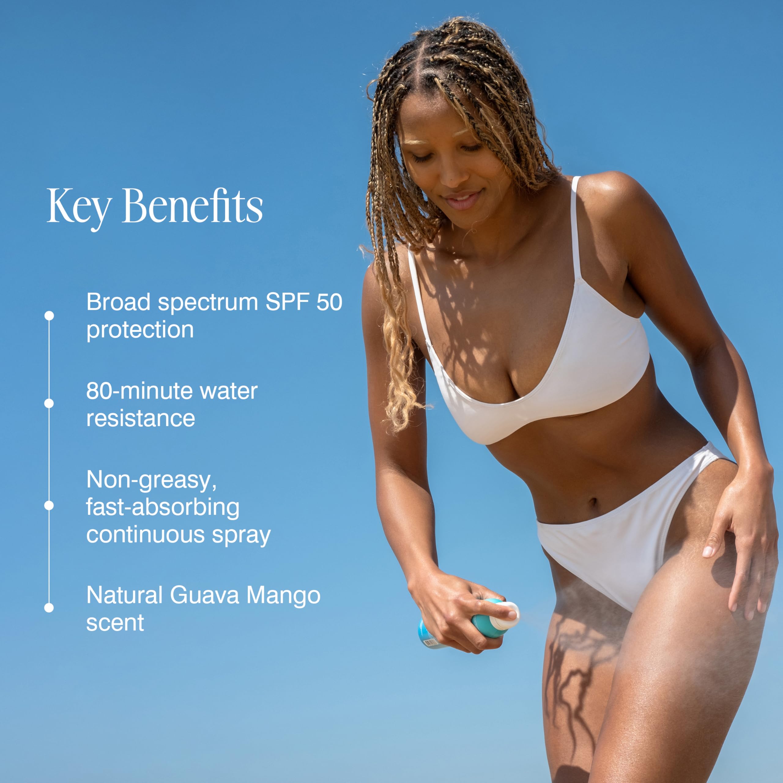 COOLA Organic Sunscreen SPF 50 Sunblock Spray, Dermatologist Tested Skin Care For Daily Protection, Vegan And Gluten Free, Guava Mango, 6 Fl Oz