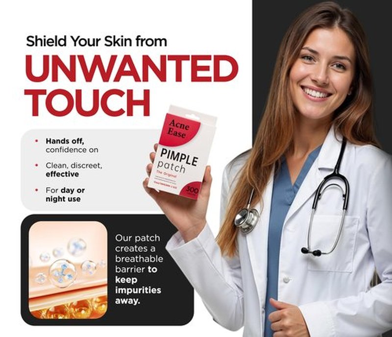 AcneEase Clear Pimple Patches with Ultra-Thin Hydrocolloid – 300 Cosmetic Zit Patches in 3 Sizes – Face Pimple Stickers for Daily Use