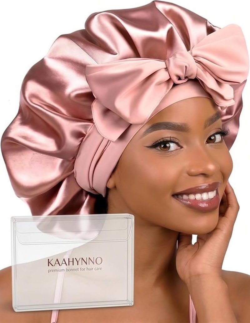 Skiennix Silk Satin Bonnet Hair Wrap - Adjustable Double Layer Sleep Cap for Curly Hair | Women’s Night Cover