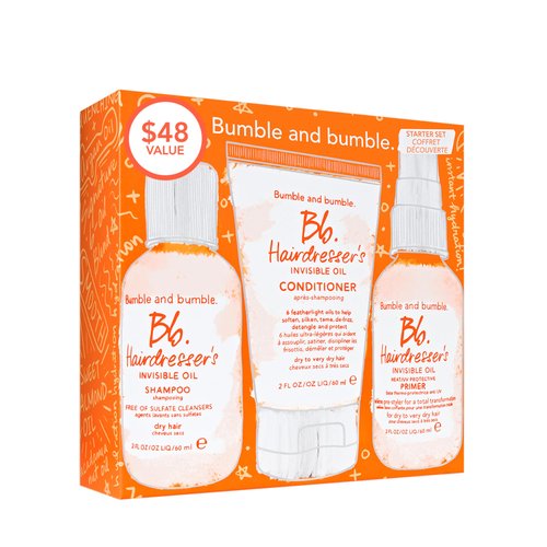 Bumble and bumble. Hairdresser's Invisible Oil Starter Travel Size Gift Set For Dry Hair | Shampoo, Conditioner + Primer | Includes 3 Pieces | $48 Value | Perfect for Gifting, 2 Fl Oz