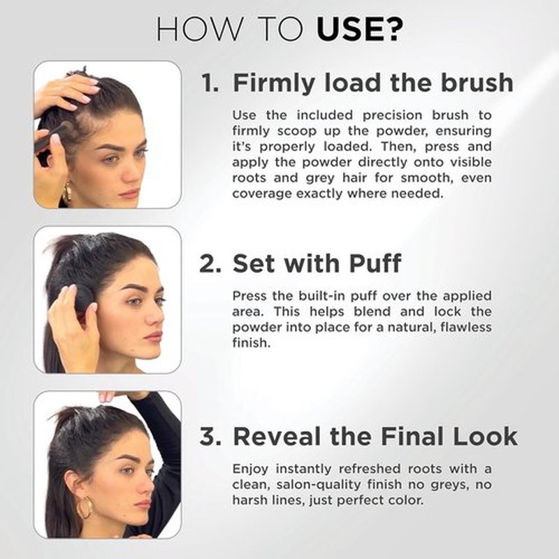 THICK FIBER Root Touch Up Powder - Water & Sweat Resistant Hair Loss Concealer Set for Women | Includes Brush (Black)