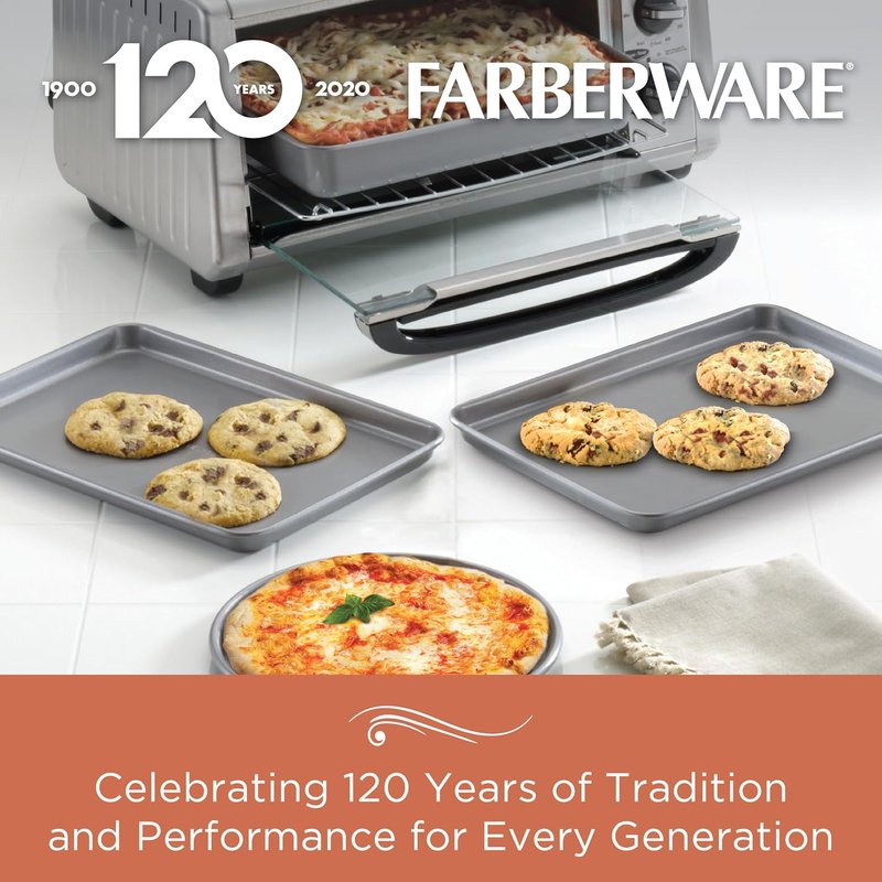 Farberware Nonstick Toaster Oven Pan Set - 4-Piece Baking Set in Gray for Effortless Cooking