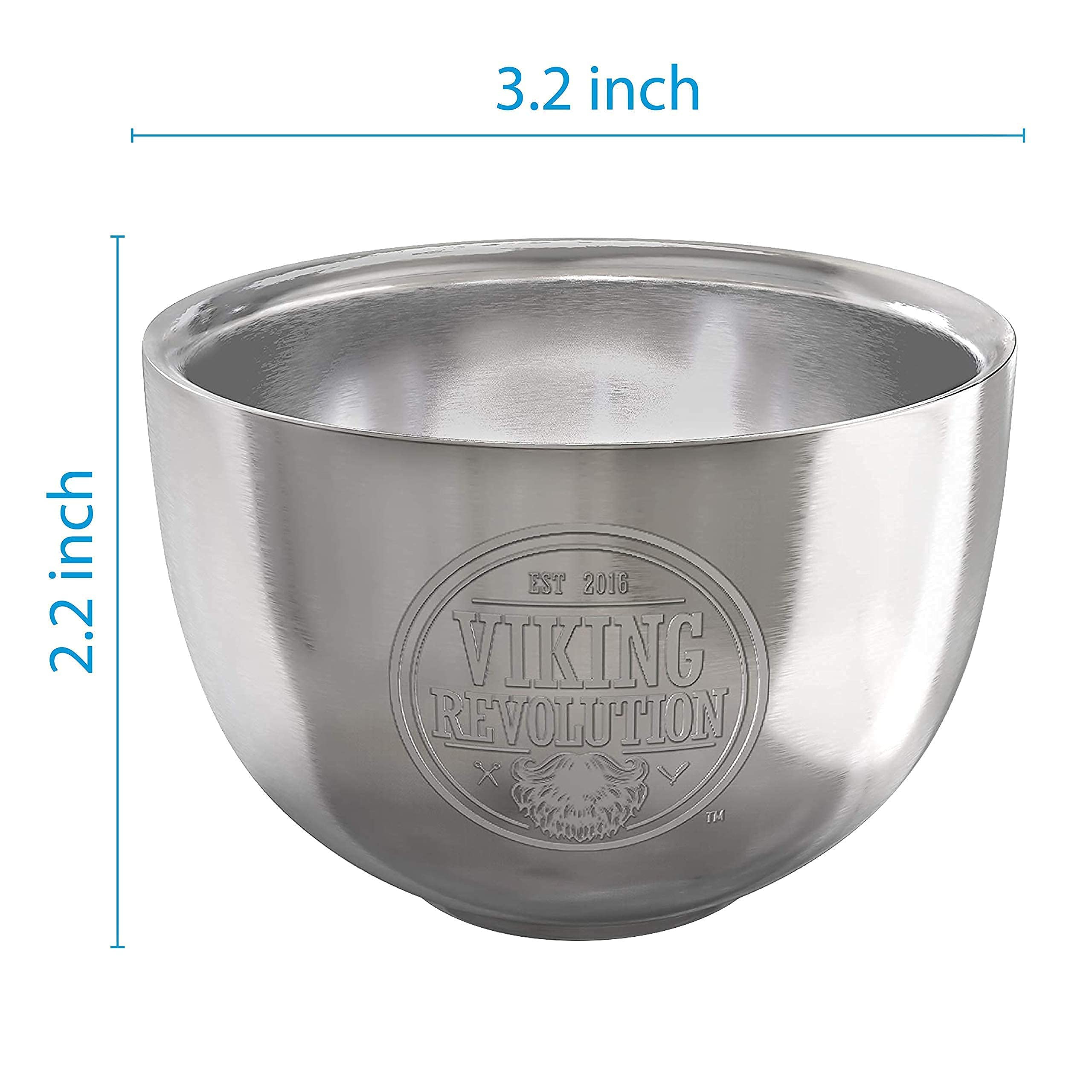 Viking Revolution Stainless Steel Shaving Soap Bowl- Shaving Mug for Shave Cream & Soap- Double Layer, Unbreakable Shaving Cup for Wet Shave 3.2" x 2.2"