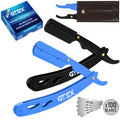 GTEX Premium 100-Platinum Blades Straight Razor (2Pack) - Black Barber Razor For Men