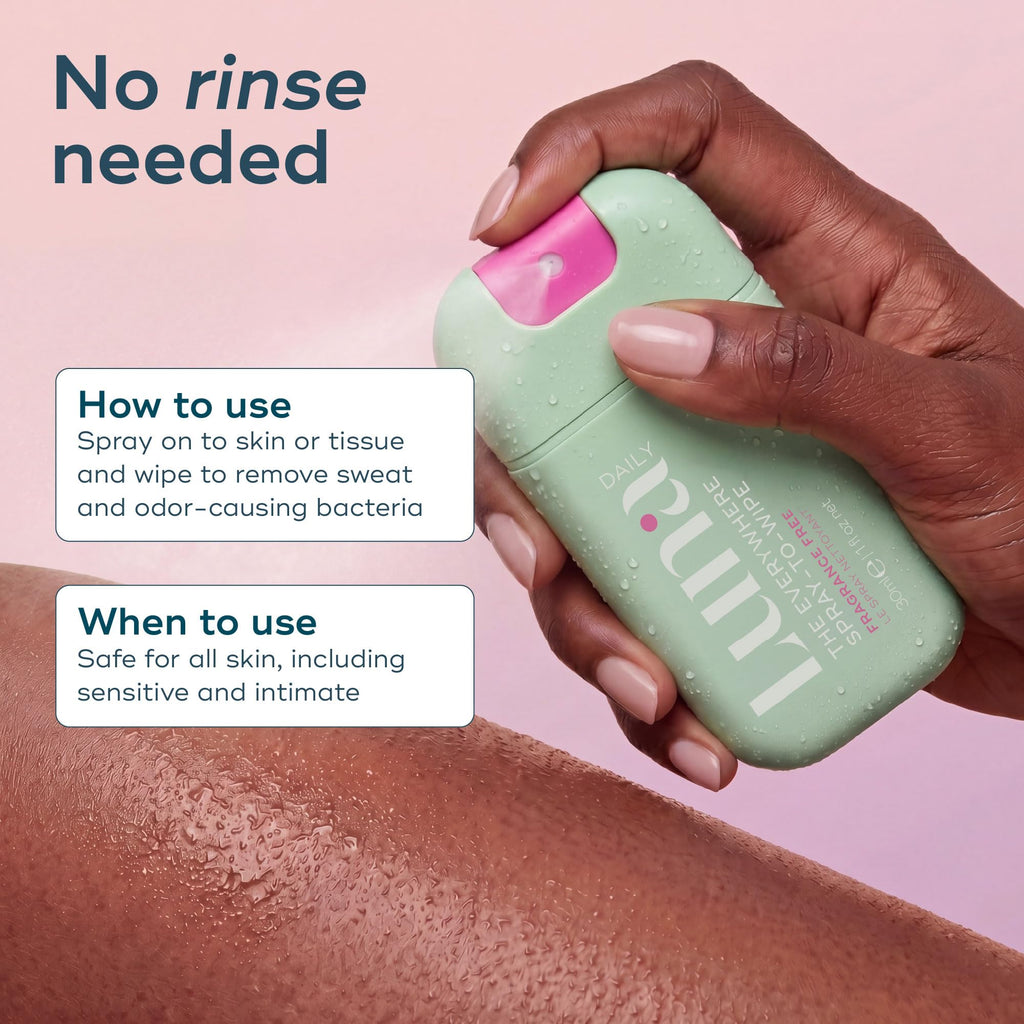 Luna Daily Body Cleansing Spray | Unscented pH-Balanced Feminine & Body Mist | Hydrating & Gentle for Intimate Hygiene, Underarms & Private Parts | Travel Essential for Women, Gym & Daily Care, 30ml