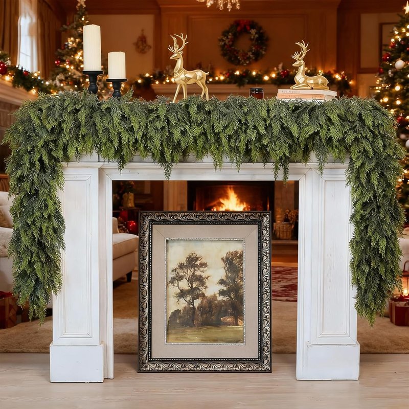 Bdor 6ft Artificial Cedar Garland - Realistic Faux Greenery for Holiday Decor | Perfect for Mantels, Staircases & Doorways