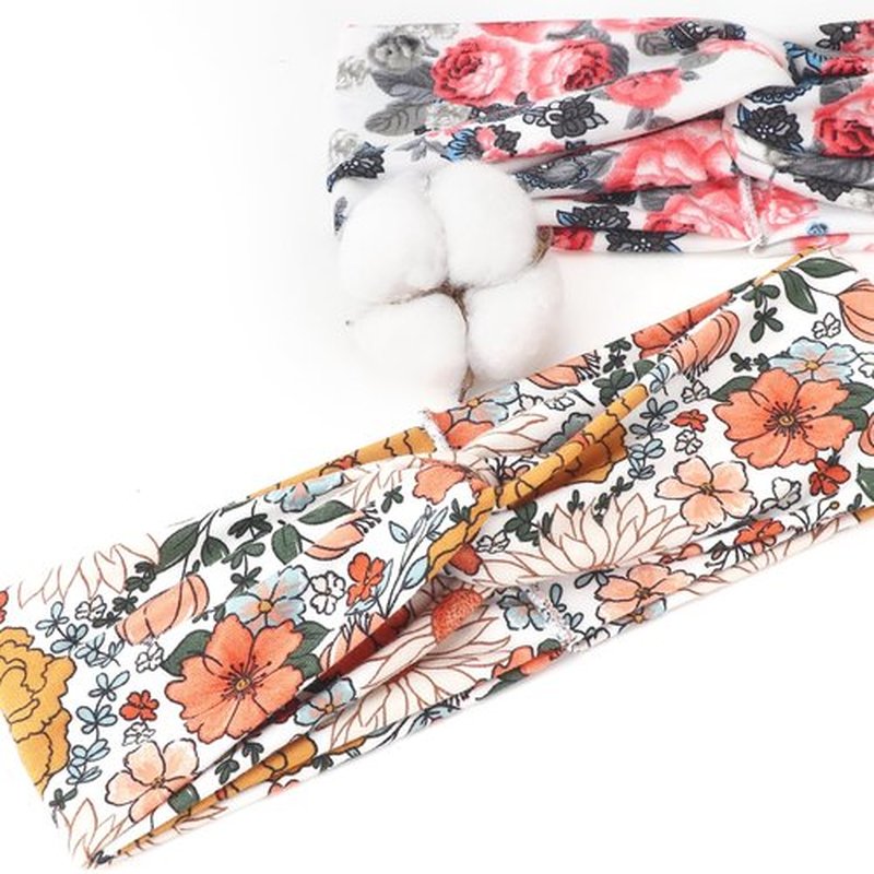 DRESHOW 4 Pack Boho Non-Slip Headbands for Women Girls Yoga Workout Running Knotted Turban Floral Elastic Head Wrap
