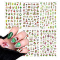 Christmas Nail Stickers for Nails Art, Xmas Cartoon Nail Art Stickers Decals Funny Cute Green Monster Nails Design Decals 3D Self-Adhesive Nail Supplies for Women Christmas Manicure Accessories,5Pcs