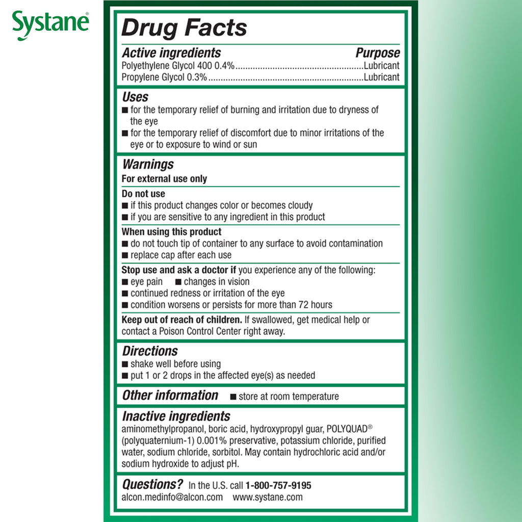 Systane Ultra Lubricant Eye Drops, Artificial Tears for Dry Eye, Twin Pack, 10-mL Each