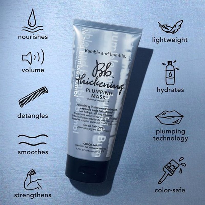 Bumble and bumble. Thickening Plumping Hair Mask | Color Safe | Hydrating, Volumizing, Smoothing + Strengthening | Curly, Wavy, Straight, 6.7 Fl Oz