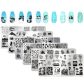 XEAOHESY 6pcs Seaside Scenery Nail Stamping Plate Nail Stamping Kit for Nails Summer Beach Coconut Trees Sunset Waves Sea Animals Image Plates Nail Stamper Kit