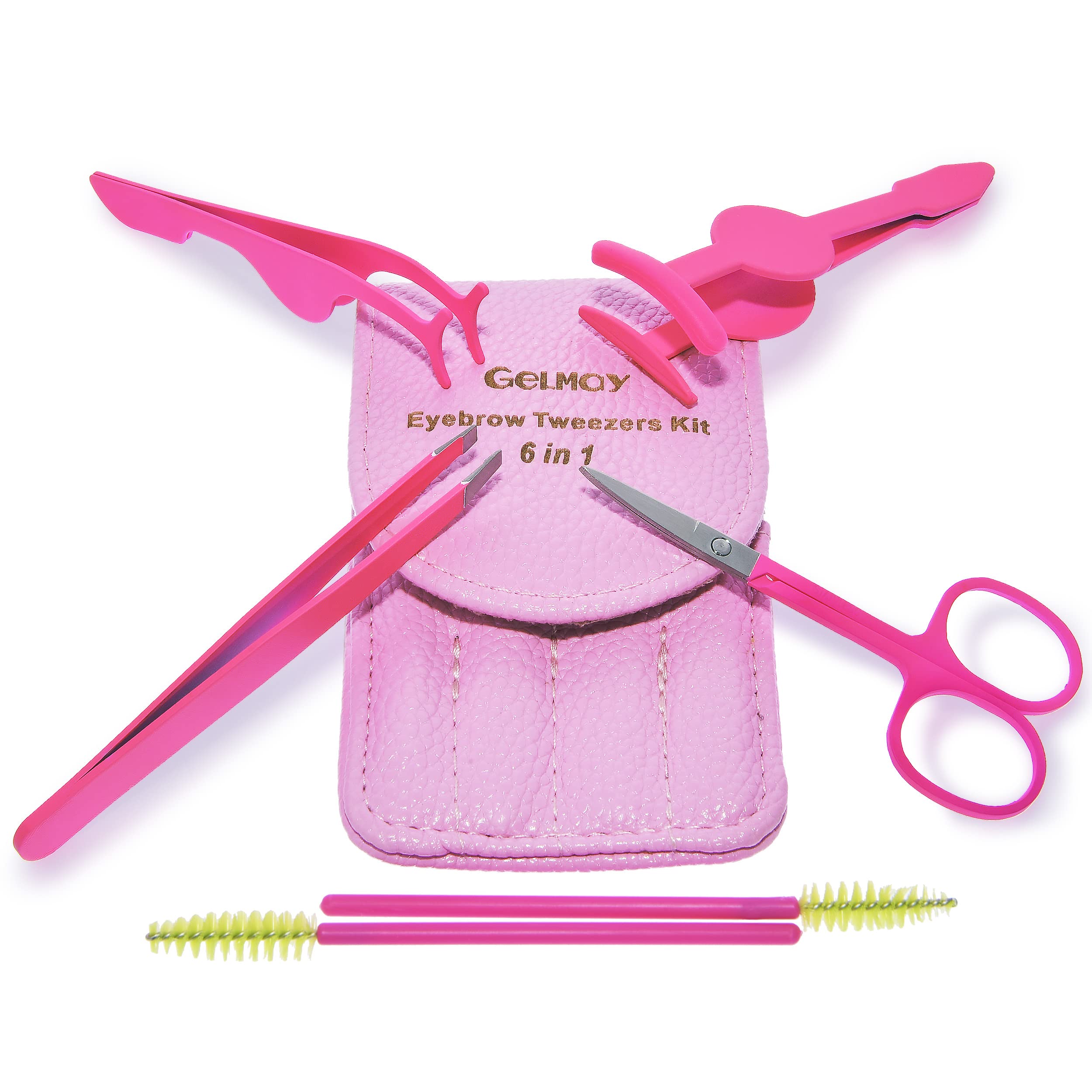6Pcs Portable Eyelash Curlers Applicator Tool, Eyebrow Tweezer Scissor Comb Eye Brow Grooming Clippers Fake Lash Brush for Women