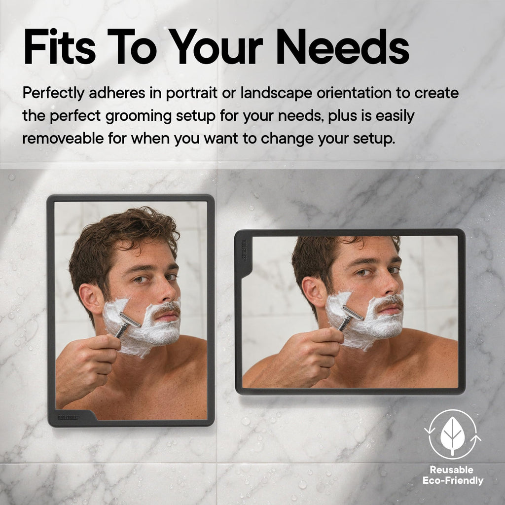 TOOLETRIES Hugo Maxi Large Shower Mirror for Shaving – Charcoal