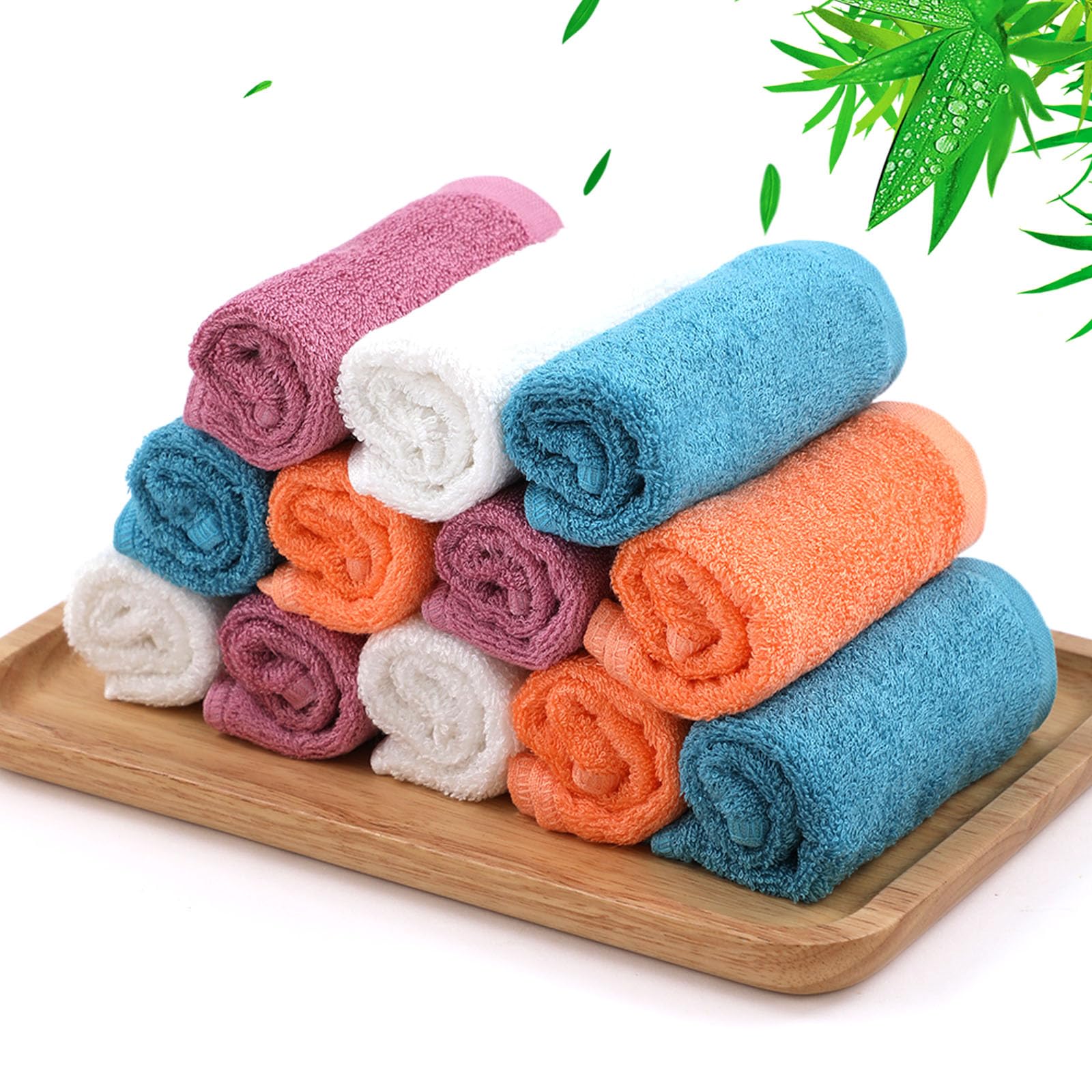 JEFFSUN Dish Cloths 12 Pack, 10x14 inch Small Kitchen Washcloths, Lint Free Fast Dry Reusable Cleaning Cloth, Ultra Soft & Scratch Free Terry Dish Rag, Easy to Rinse Multicolor Dishcloths