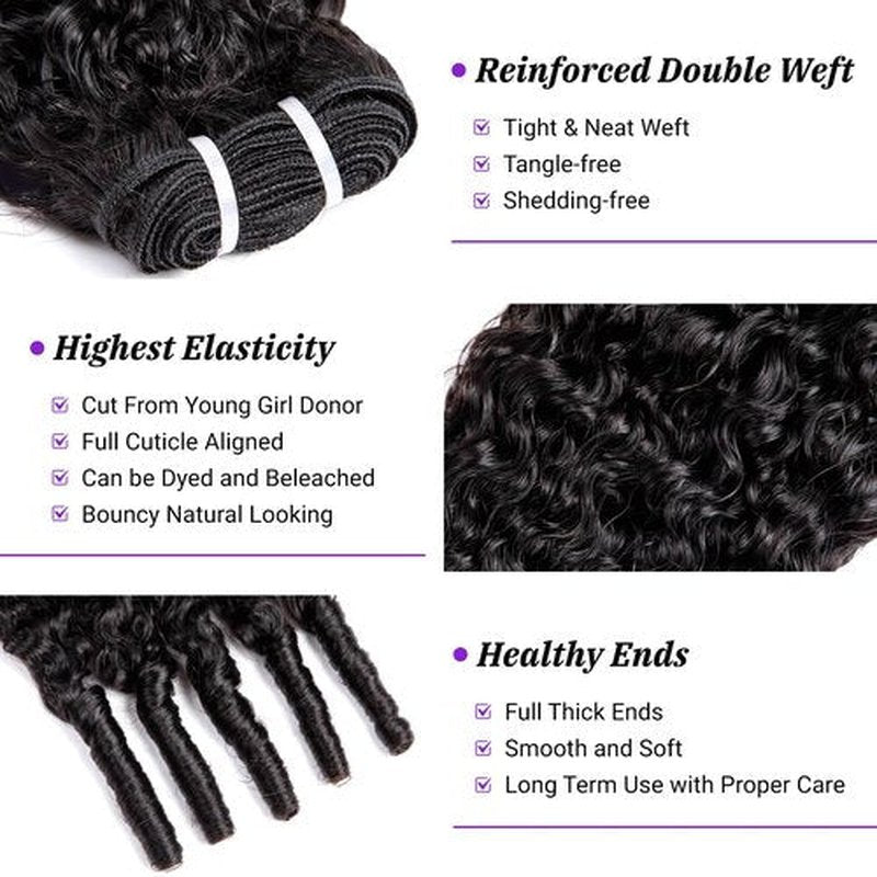 Burmese Curly Bundles Human Hair 3C4A Spiral End Quick Water Wave Human Hair Bundles Extensions 3Pcs for Women 18 20 22 inch Natural Black