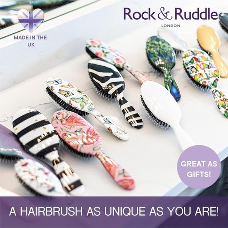 Rock & Ruddle Natural Mixed Bristle Hair Brush - Large 21 cm for Women & Kids | Ideal for Wet or Dry Hair, Detangling & Smoothing