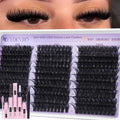 EYDEVRO Lash Clusters Kit 60D80D100D Volume Lash Extension Kit Wispy Cluster Eyelash Extensions Eyelash Extension Kit 10-18mm D Curvature Cluster Lashes with Lash Bond and Seal Tweezers Brushes