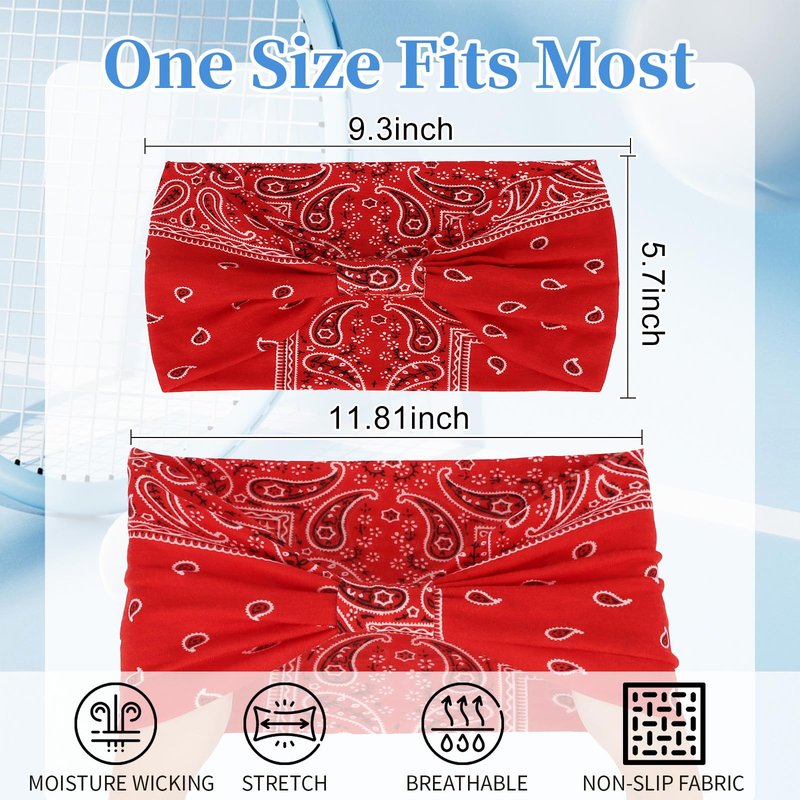 YARIEW Boho Headbands for Women Wide Bandana Headbands Stretch Knotted Headband Elastic Head Bands Women's Hair Band Non-Slip Yoga Workout Head Wraps Hair Accessories for Women