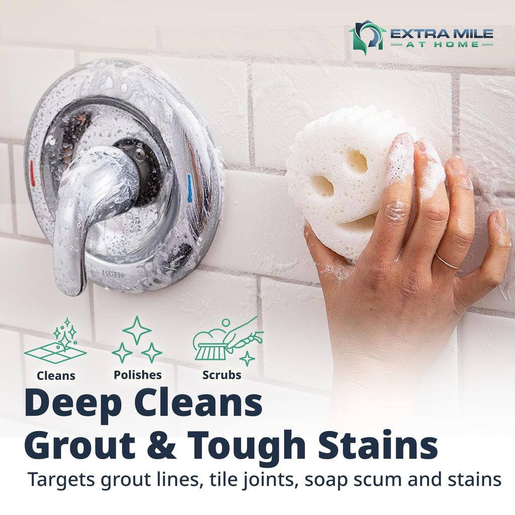 Power Paste Natural All Purpose Cleaner Bundle - Grout Cleaner for Tile Floors with Sponge & Crevice Brush - Deep Cleaning Tools for Shower Tile Grout, Bathroom, Kitchen Surfaces, Tight Spaces at Home