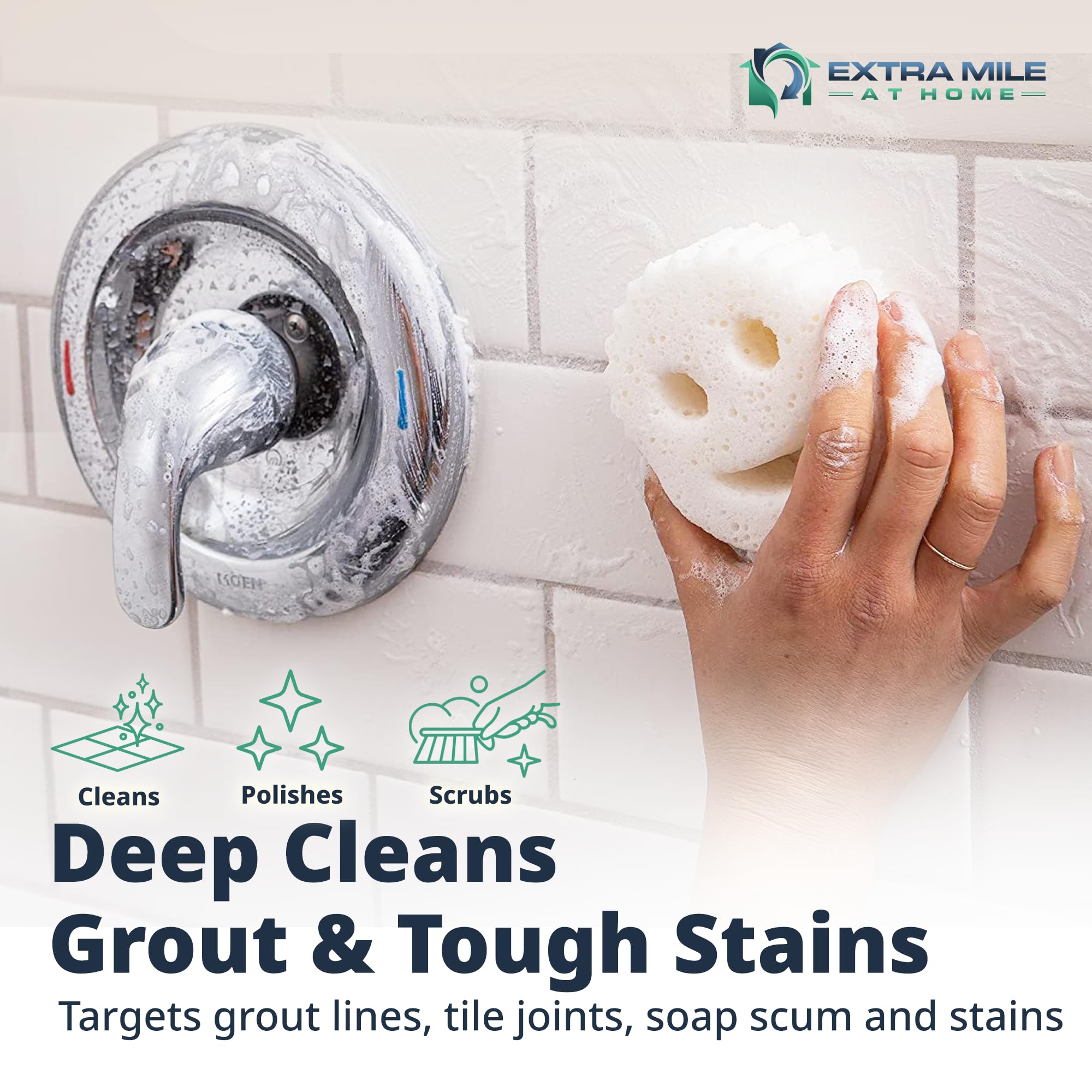 Power Paste Natural All Purpose Cleaner Bundle - Grout Cleaner for Tile Floors with Sponge & Crevice Brush - Deep Cleaning Tools for Shower Tile Grout, Bathroom, Kitchen Surfaces, Tight Spaces at Home