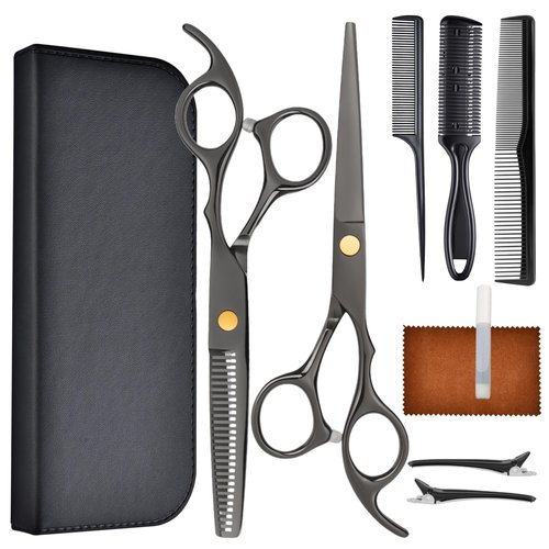 Hair Cutting Scissors Shears Kits, Professional Haircut Scissors Set with Thinning Shears, Stainless Steel Barber Scissors for Men, Women Kids Salon