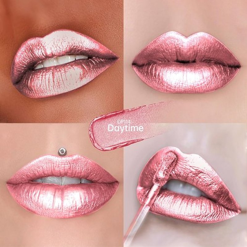 Depuplum Metallic Pink Lipstick - Long-Lasting, Hydrating Full Coverage Lip Color | Lightweight Shimmer, DP114 Daytime