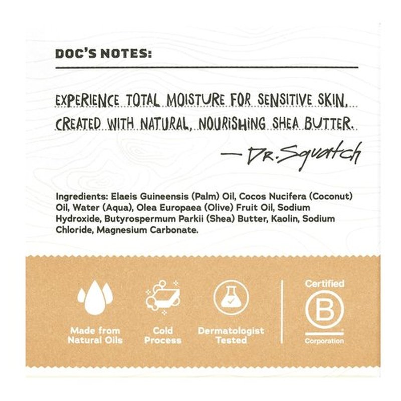 Dr. Squatch Total Moisture Bar Soap - Natural, Fragrance-Free Formula for Sensitive Skin - 5oz (3-Pack)