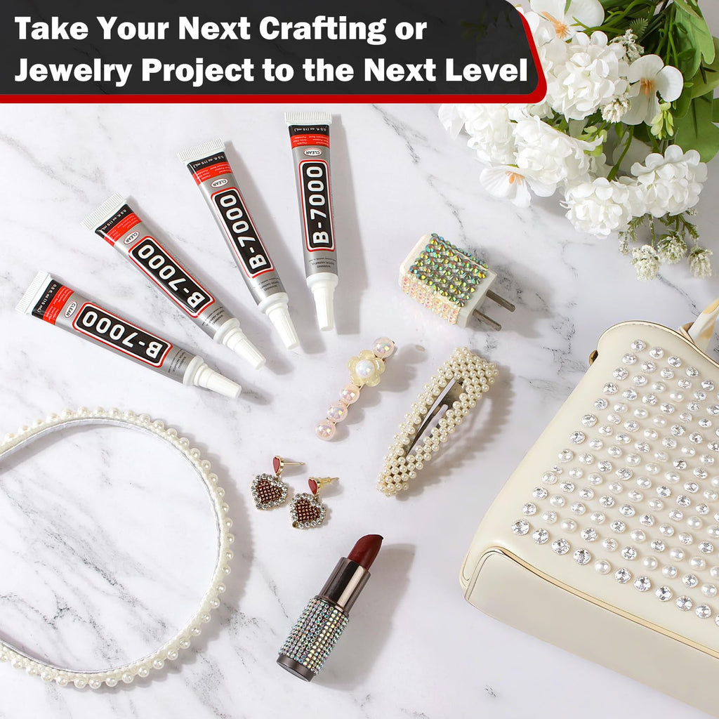 B-7000 Glue Clear with Precision Tip, 15ml 24 Pack Multi-Function Craft Adhesive, Waterproof Strong Bond Glue for Jewelry Making, Rhinestones, Bedazzling, Crafts, Shoes, Fabric, Phone Repair