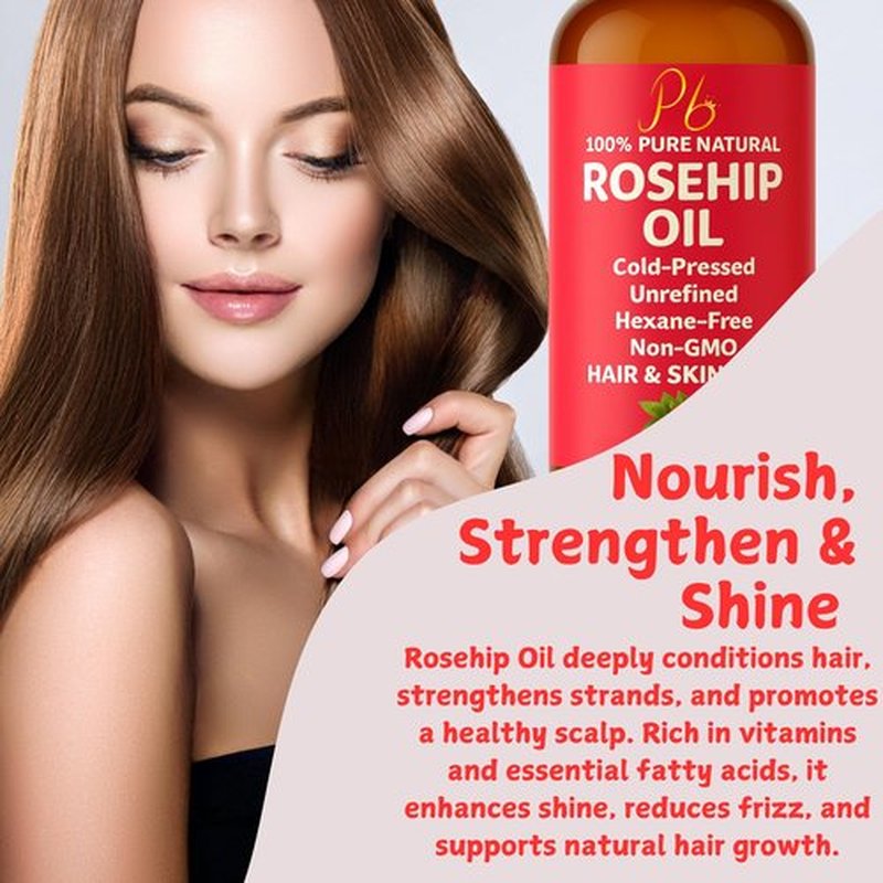 Pomberries Rosehip Seed Oil – Cold-Pressed & Unrefined, Rosehip Oil for Face, Skin & Hair – Rose Hip oil for Scars, Wrinkles, Stretch Marks, Daily Hydration & Gua Sha Massage, 4 fl oz
