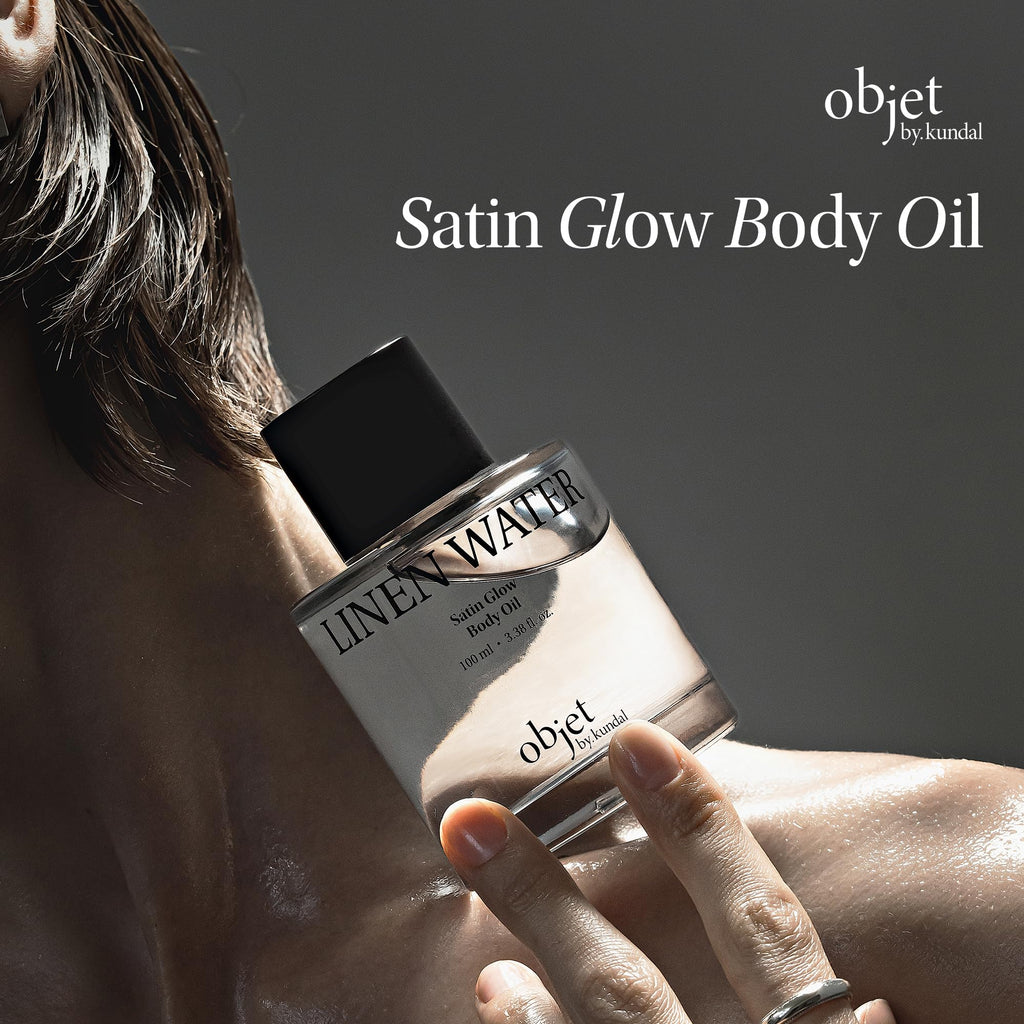 objet by KUNDAL Satin Glow K Beauty Body Oil, Naked Cream, 3.38 Fl Oz - For All Skin Types, 11 Peptides, Vitamin C & E, & Succinic Acid - Lightweight Body Oil - Korean Beauty