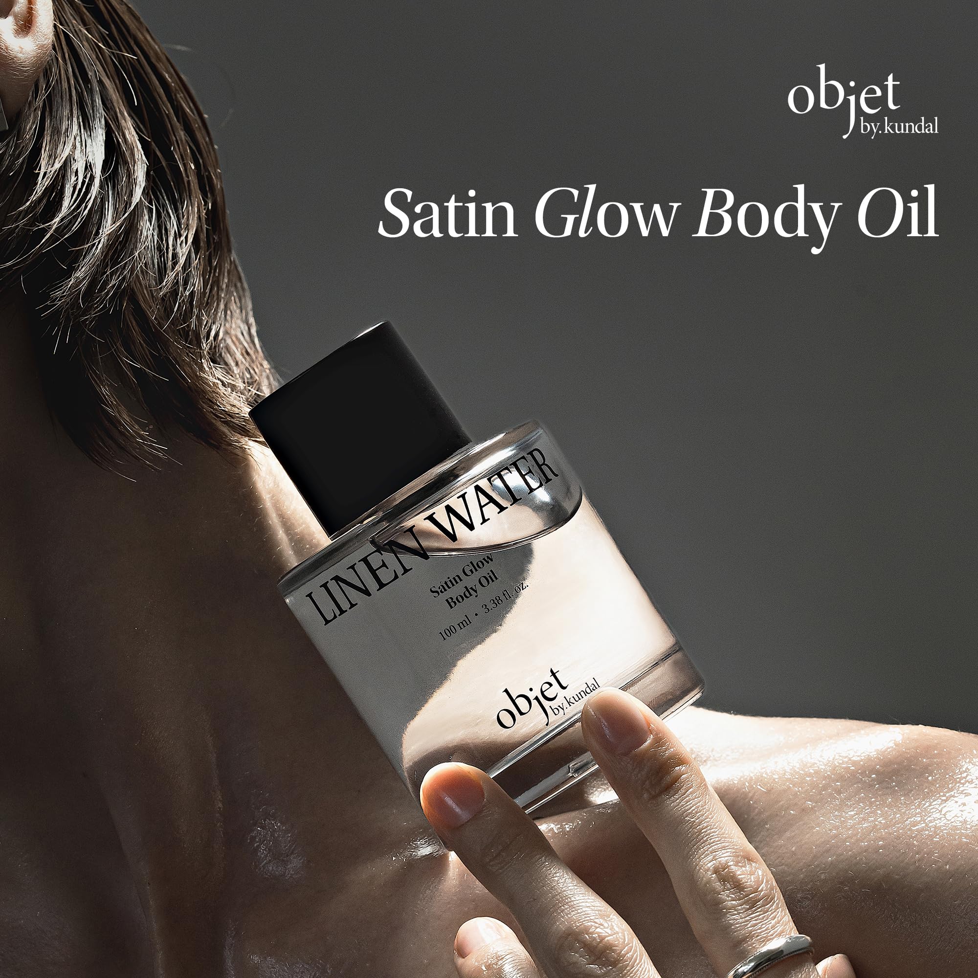 objet by KUNDAL Satin Glow K Beauty Body Oil, Naked Cream, 3.38 Fl Oz - For All Skin Types, 11 Peptides, Vitamin C & E, & Succinic Acid - Lightweight Body Oil - Korean Beauty