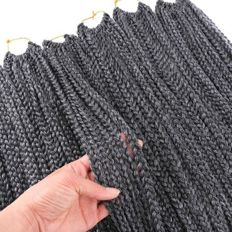 Box Braids Crochet Hair Pre looped 24 Inch Ombre Gray Crochet Box Braids for Black Women 6 Packs Goddness Knotless Crochet Braids Grey Fiber Braiding Hair Extensions(TGrey#)