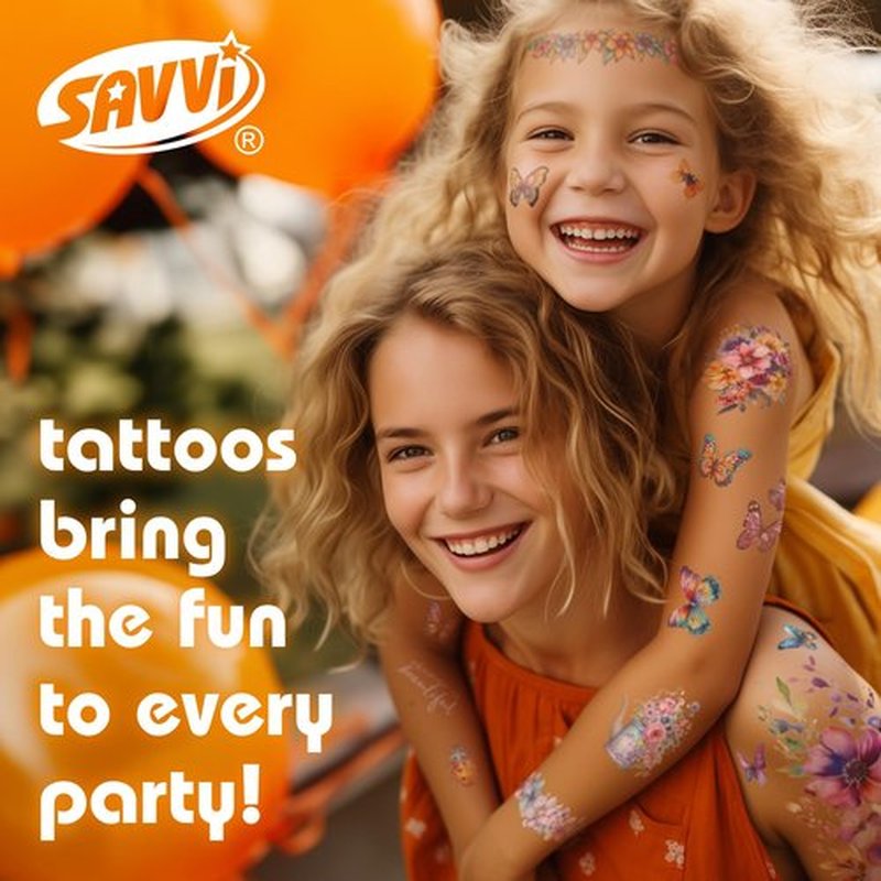 Savvi - 18 American Traditional Temporary Tattoos: Skin-Safe Ink, Great for Parties and Everyday Wear,Gifts for Teens and Adults, Made in the USA [2 sheets, 18 count]