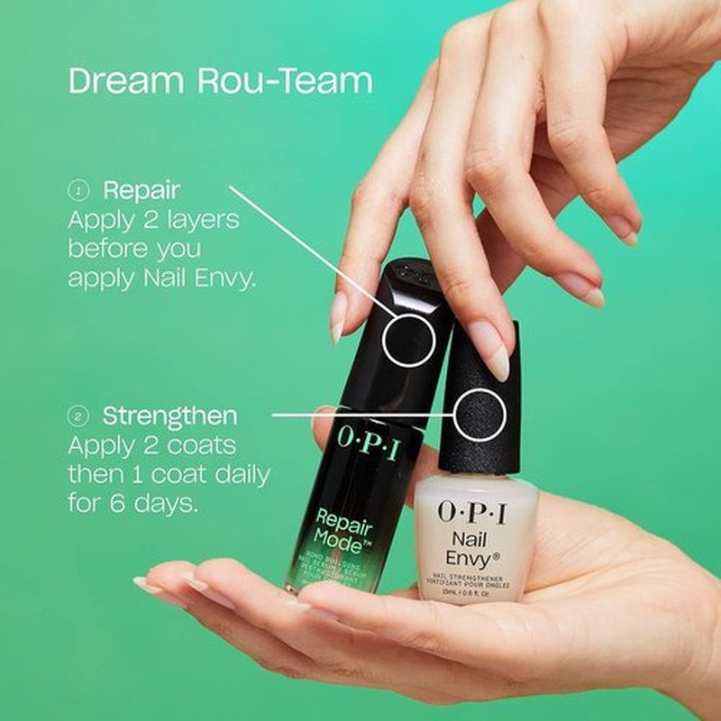 OPI Nail Envy Nail Strengthener - Clear & Opaque Crème Treatment for Weak, Thin Nails