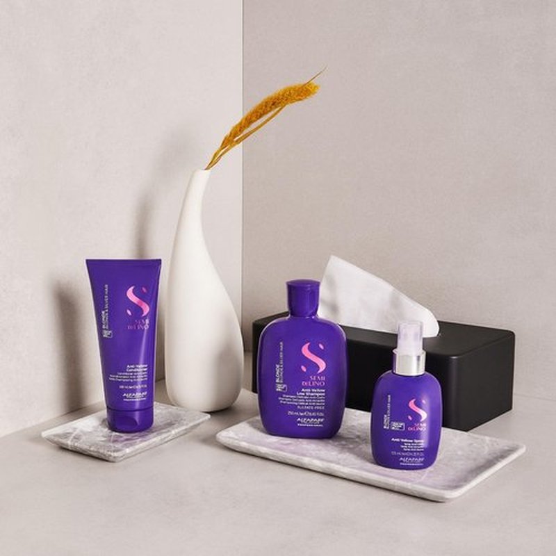 ALFAPARF MILANO Semi di Lino Color Depositing Purple Conditioner - Removes Yellow & Brassy Tones for Blonde, Platinum, Highlighted, Gray, & Silver Hair - Brightens, Moisturizes, Adds Shine