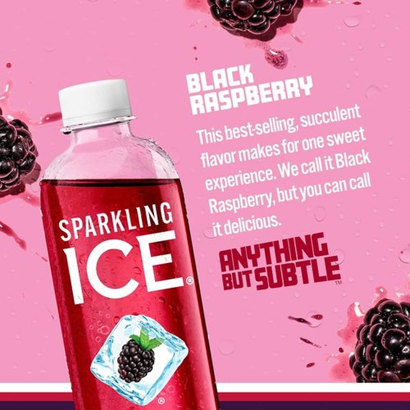 Sparkling Ice Black Raspberry Sparkling Water - Zero Sugar, Low Calorie, 17 Fl Oz Bottles (Pack of 12)