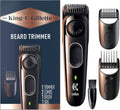 King C. Gillette Cordless Beard Trimmer - Includes 3 Combs, Cleaning Brush, Charger & Travel Bag | Blue