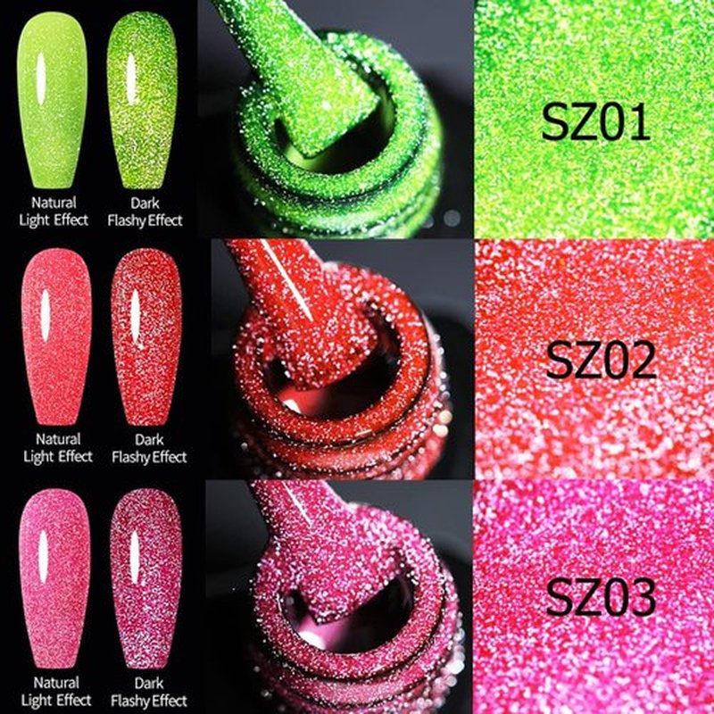 Fannyc Gel Nail Polish Blue Green Yellow Pink 6 Colors Set Glitter Gel Polish Kit