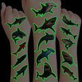Realistic Shark Glow in The Dark Temporary Tattoos for Kids – 96PCS Luminous Waterproof Removable Stickers – Birthday Party Decorations Supplies Favors – Boys Girls Ocean Animal Gift - Halloween Party