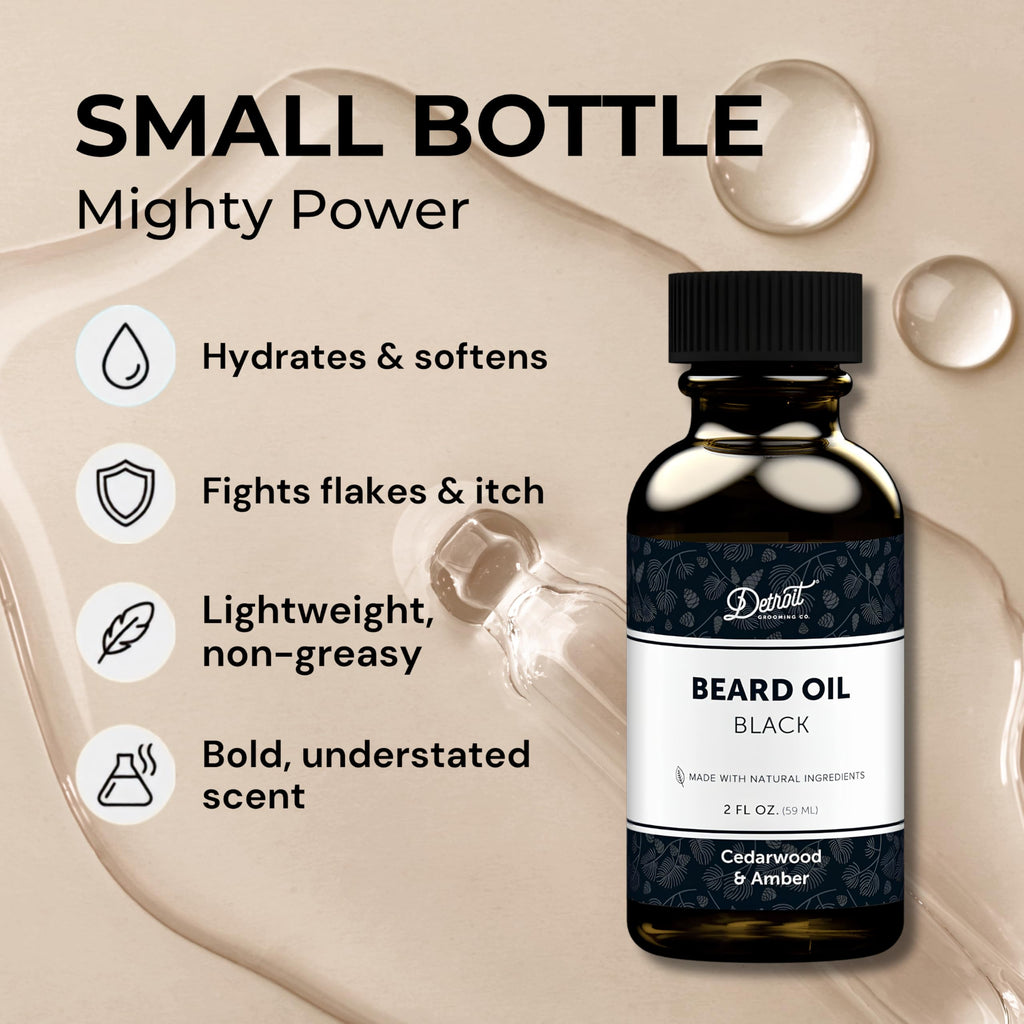 Detroit Grooming Co. Beard Oil (2oz) - Cedarwood & Amber - Premium Nourishing Formula with Sweet Almond Oil & Vitamin E - Men's Beard Softener & Moisturizer - Double Size
