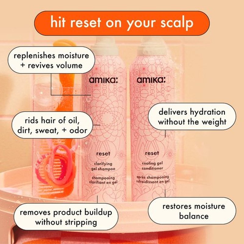 Amika Reset Cooling Gel Conditioner - Refreshing Hydration for All Hair Types | 10 oz