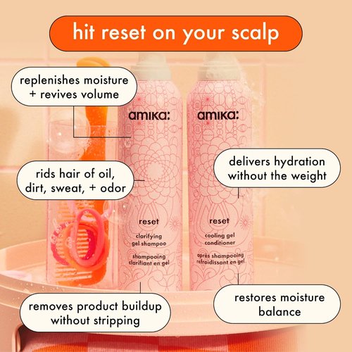 Amika Reset Clarifying Gel Shampoo - Deep Cleanse & Remove Product Buildup | 200ml