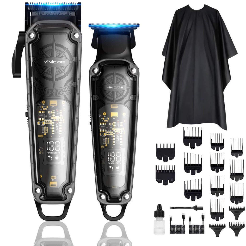Hair Clippers for Men Barber Kit - Yinicare Professional Cordless Electric Hair Cutting Set with Pomade Hair Clipper, Zero Gap T-Blade Trimmer, Guards for Mens Haircut (Hair Clippers Set 1)