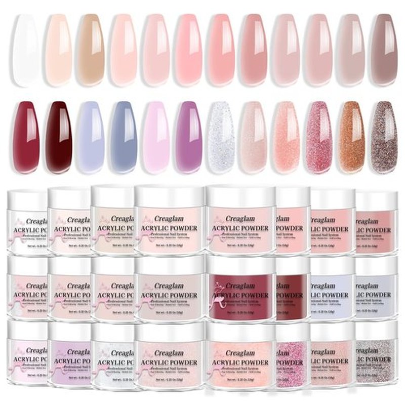 Skiennix Acrylic Nail Powder Set - 24 Vibrant Colors for Professional Nail Art & 3D Sculpting | No Lamp Needed, Long-Lasting