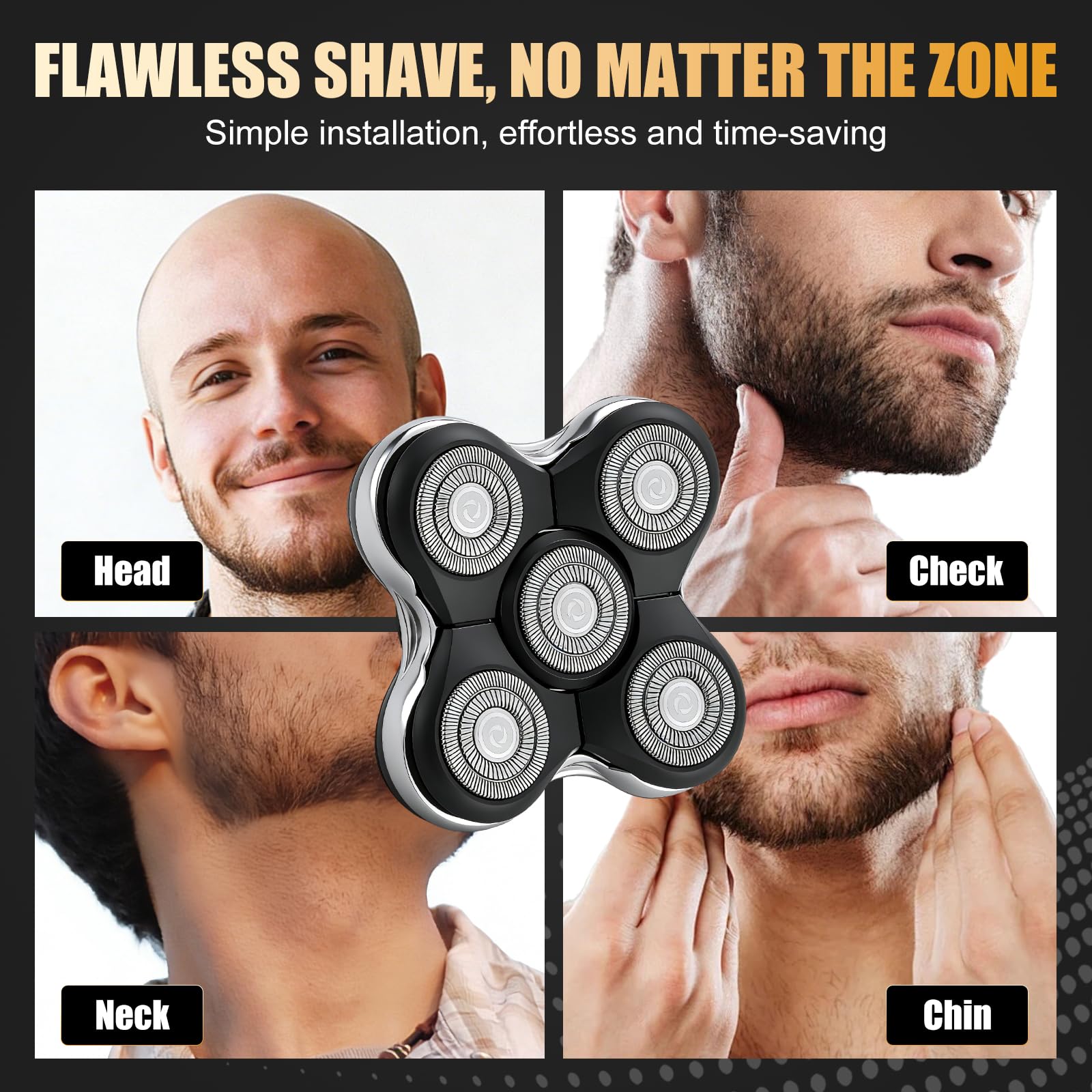 Magnetic Replacement Heads for Skull Shaver, 3Pack