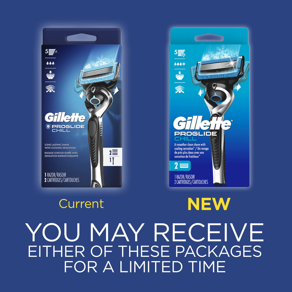 Gillette ProGlide Chill Razor for Men, Handle + 2 Blade Refills
